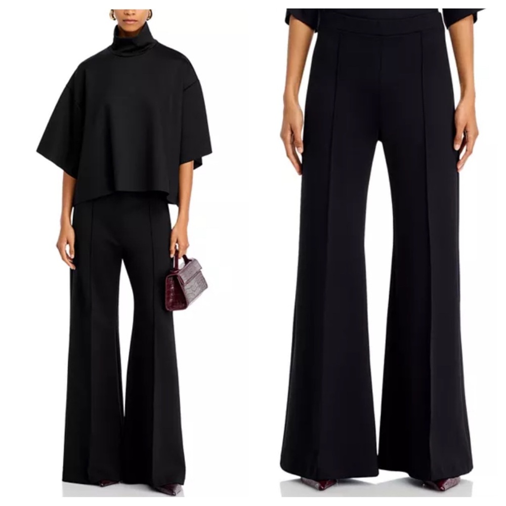 Rosetta Getty Pintuck Wide Leg Pants in Black